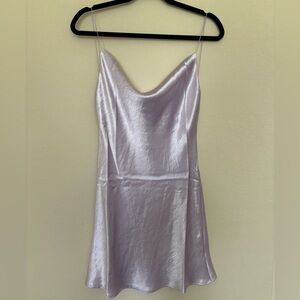 Double Zero Lavender Satin Cowl Neck Slip Dress Mini Size M NWOT